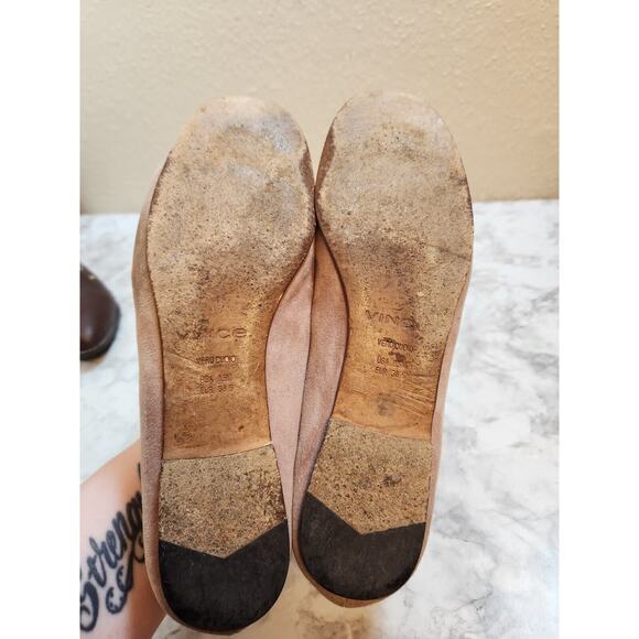 Vince Women's Milo Light Brown Beige Suede Ballet Flat Shoes Size 8.5 - Picture 5 of 7